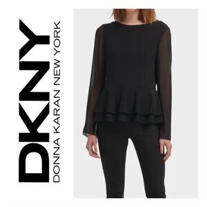 DKNY Black Peplum Top